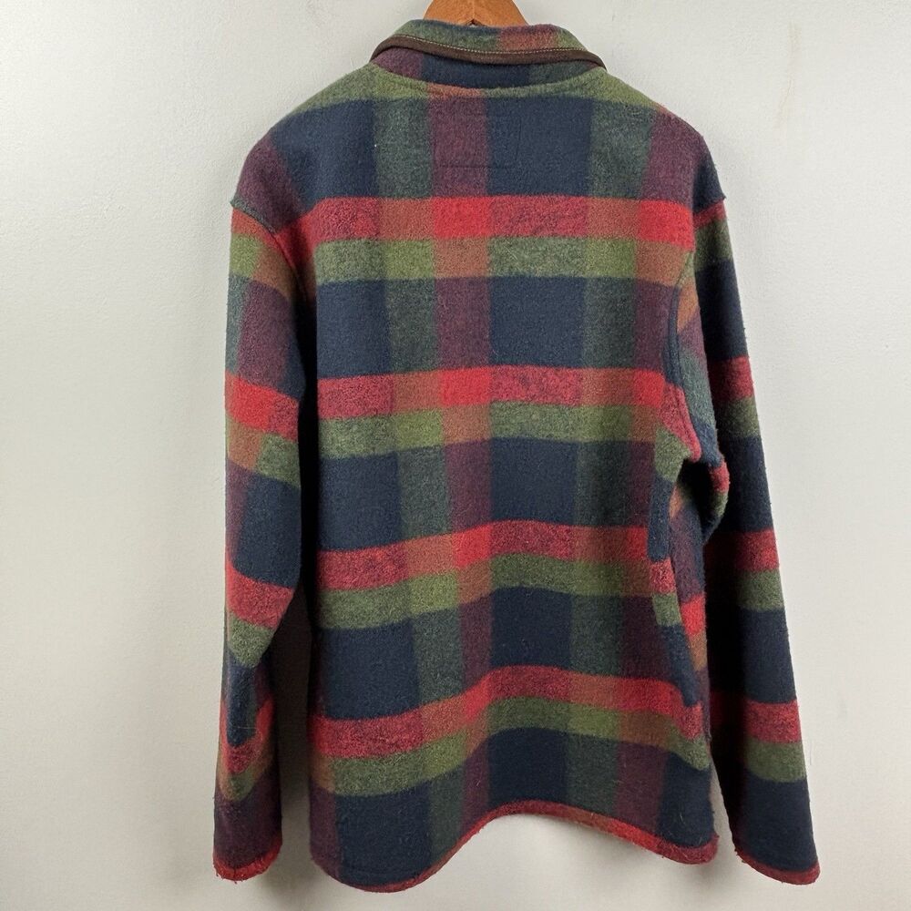 John Wayne Timeless Classic Fleece 1/4 Snap Red and Green Plaid Pullover Large - Picture 6 of 6